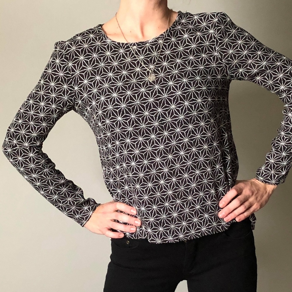 Black & White Sacred Geometry Flower of Life Top